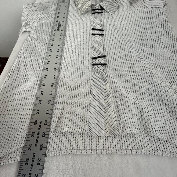 Habitat Womens Textured Button-Up Shirt Woven Stripe Pattern Black & White Small - Picture 6 of 8